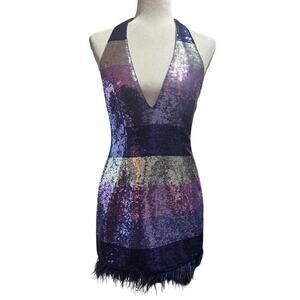 Lovers + Friends Blue Sequin Midi Dress